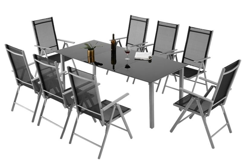 Aluminum and Glass Outdoor Dining Set