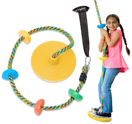 Jungle Gym Kingdom Climbing Rope with Platforms and Disc Swing Seat