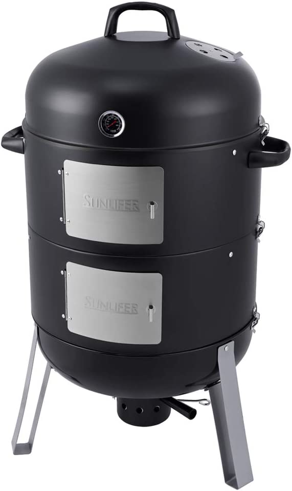 SUNLIFER 20.5 Inch Vertical Charcoal Smoker and Grill Combo
